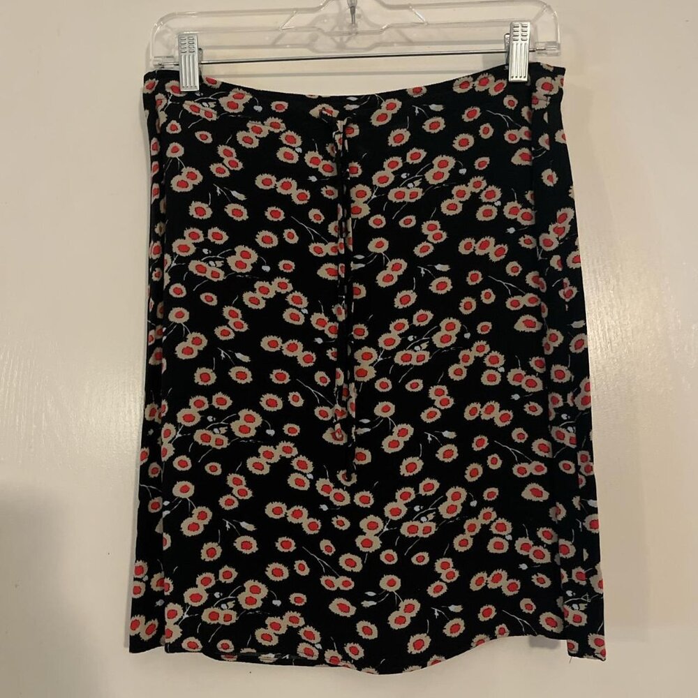Esprit Vintage Floral Rayon Skirt Women's 3/4 XS Black Red Knee Length